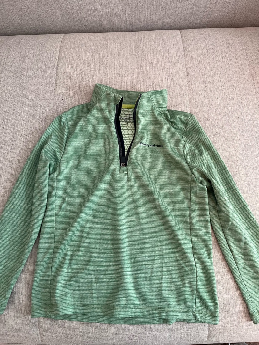 Boys Vineyard Vines Light Green Performance Quarter-Zip Pullover